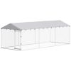 20' x 7.5' x 6.5' Dog Kennel Outdoor for Small Medium Large Dogs with Waterproof Roof, Silver