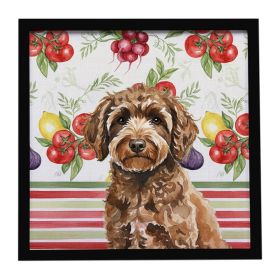 Spanish Water Dog Vegetables Framed Metal Print Bathroom, Kitchen, Office, Home Decor Wall Art Ready to Hang, Square, 8X8