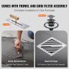 Shower Curb Kit, 60"x48" Shower Pan Kit with 2" PVC Central Flange, Waterproof Membrane, Stainless Steel Grate and Joint Sealant