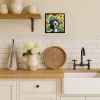 Portuguese Water Dog in Sunflowers Framed Metal Print Bathroom, Kitchen, Office, Home Decor Wall Art Ready to Hang, Square, 8X8