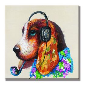 100% Hand Painted  Abstract Oil Painting Wall Art Modern Minimalist Pet Dog Fashion Picture Canvas Home Decor For Living Room No Frame (size: 90x90cm)