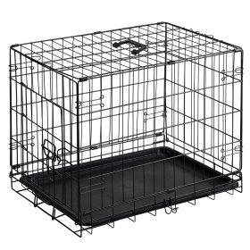 30 inch Single door Dog Cage - durable metal pet kennel, secure lock, collapsible design, removable tray for easy cleaning, portable puppy cage (size: 24in)