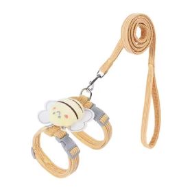 XS Harness Vest With Decoration, Strap Set For Cats And Small Dogs, Adjustable Pet Harness Accessories (Option: Yellow-S)