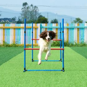 Dog Agility Training Equipment 7 PCS Set W/ Hurdles 2 Tunnels Jump Ring (Option: Blue)