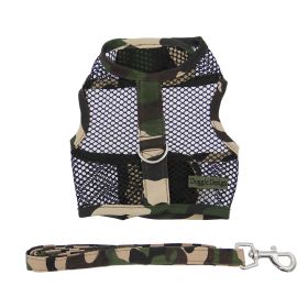 Cool Mesh Dog Harness with Leash (Color: Camouflage, size: small)