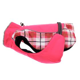 Alpine All-Weather Dog Coat (Color: Raspberry Plaid, size: medium)