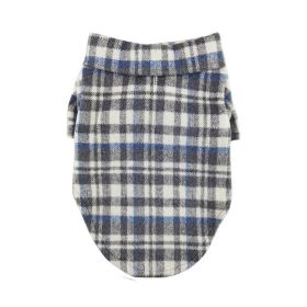 Flannel Dog Shirt (Color: Gray and Blue Plaid, size: small)