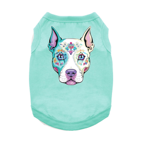 Sugar Skull Dog Shirt (Color: Teal, size: medium)