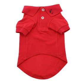 Solid Dog Polo (Color: Flame Scarlet Red, size: X-Small)