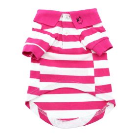 Striped Dog Polo (Color: Pink Yarrow and White, size: X-Large)