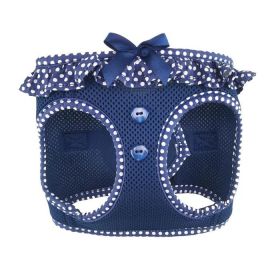 American River Choke Free Dog Harness Polka Dot Collection (Color: Navy Polka Dot, size: large)