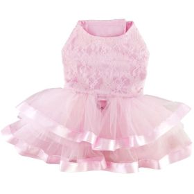 Pink Lace & Ruffles Dog Dress with Matching Leash (size: large)