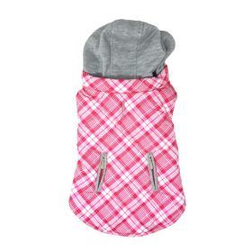 Weekender Dog Sweatshirt Hoodie (Color: Pink & White Plaid, size: small)